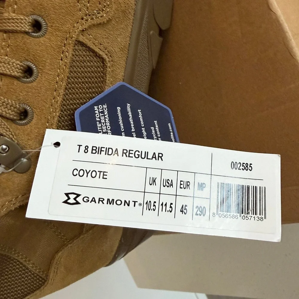 Garmont T8 Bifida Regular Tactical Boot Coyote Brown Men 11.5 Military Ortholite